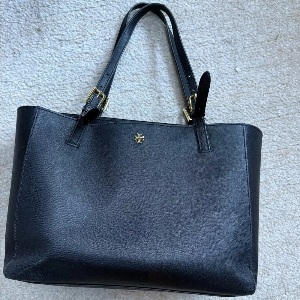 Tory Burch Black Leather Tote Bag